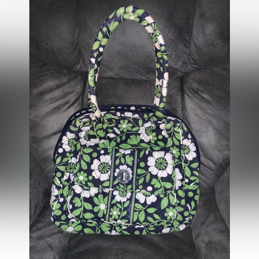 GORGEOUS Vera Bradley Shoulder Bag Lucky You Green Flower Spring Turn Lock Purse